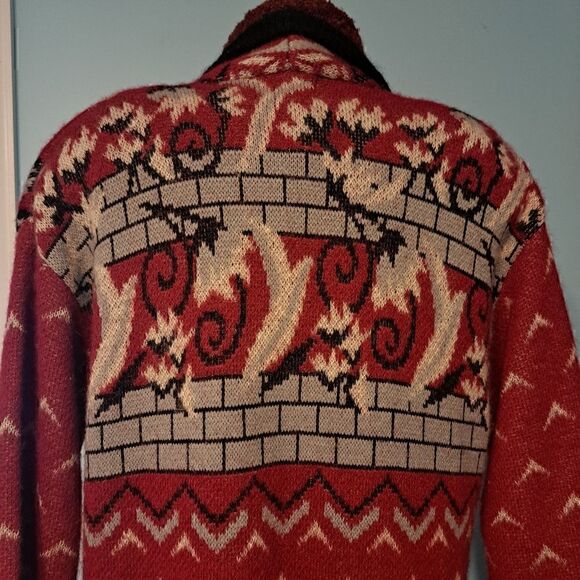 Vintag Cervelle Wool Blend Oversized Art To Wear Nordic Blanket Cardigan Sweater - Picture 14 of 14